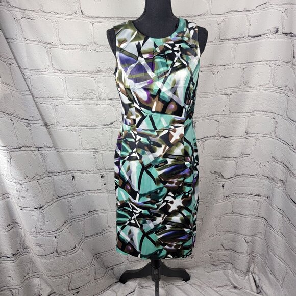 Dressbarn Womens 10 Formal Professional Midi Dress Sleeveless Chic Geometric‎ - Picture 1 of 8